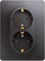 Розетка с заземлением Systeme Electric Glossa 1-м. 2 мод. графит картинка